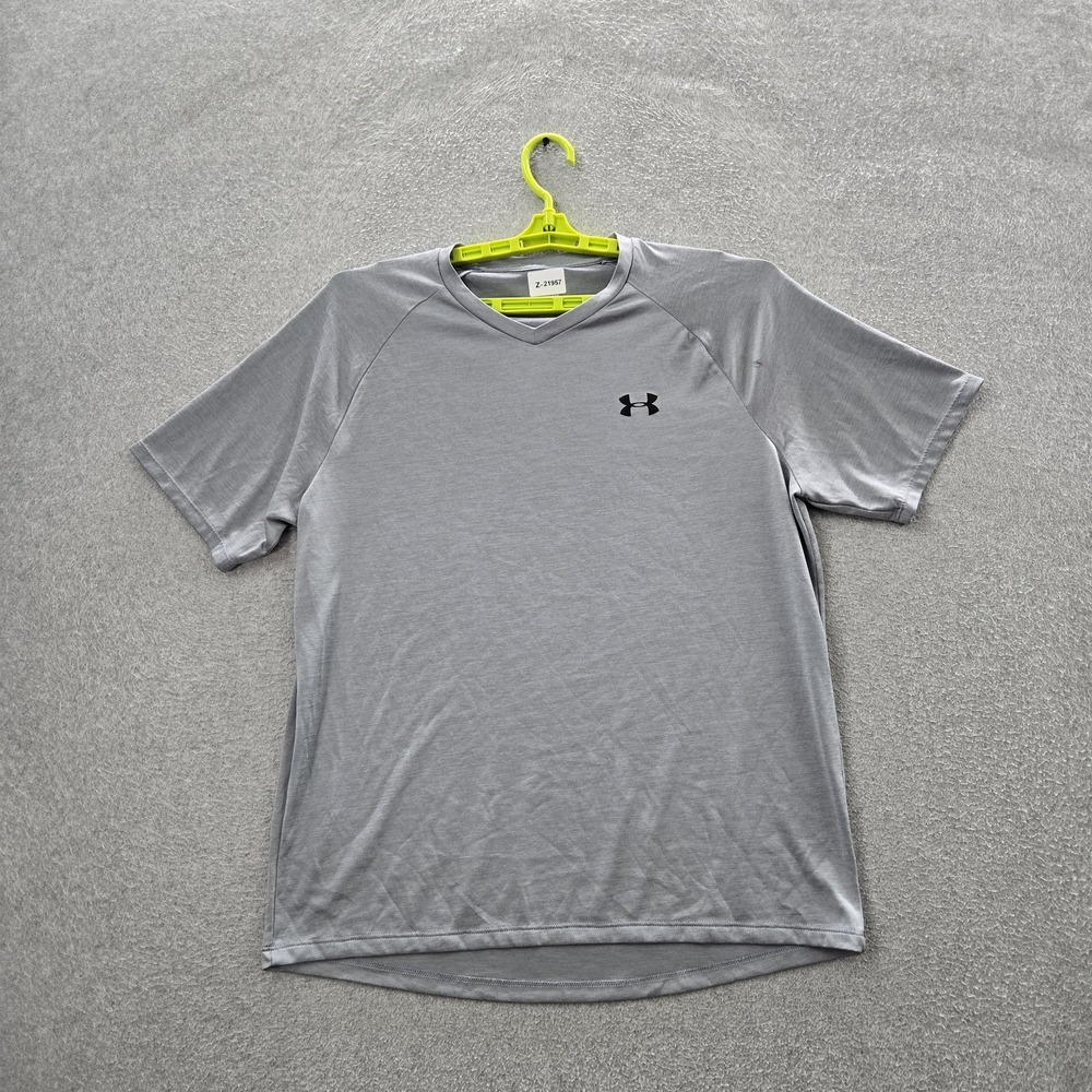 Under Armour Men Shirt XL Gray Tech Tee Logo Short Sleeve READ